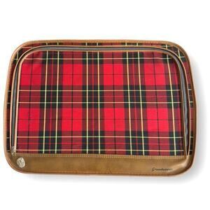 Vintage Grasshopper Red Tartan Plaid Luggage 24” x 18”x 6” Suitcase